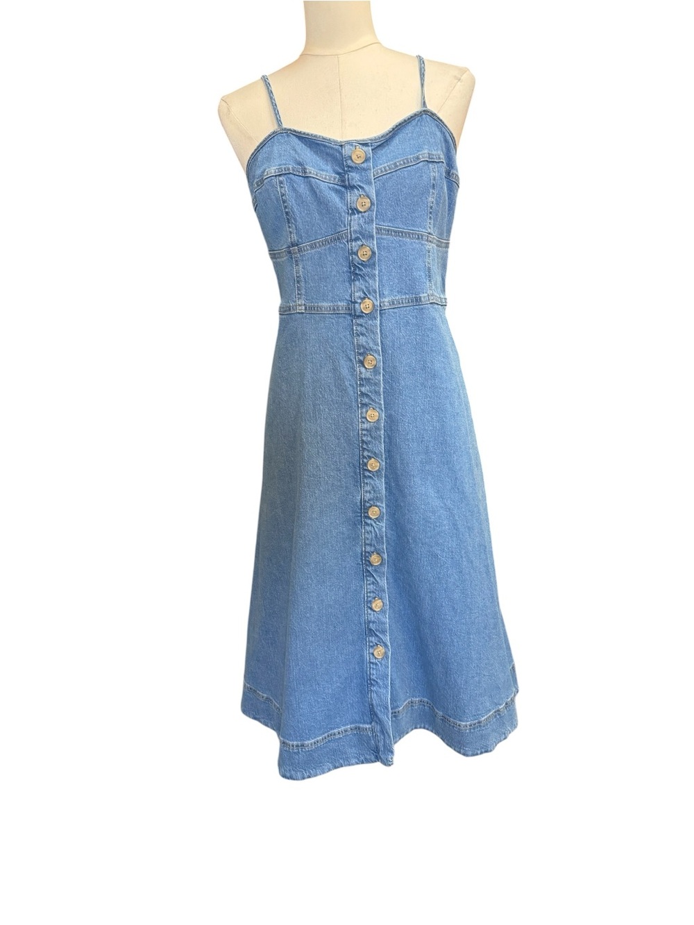Universal Thread Denim Corset Midi Dress Button Front Smocked Back Pockets XL - Picture 6 of 11